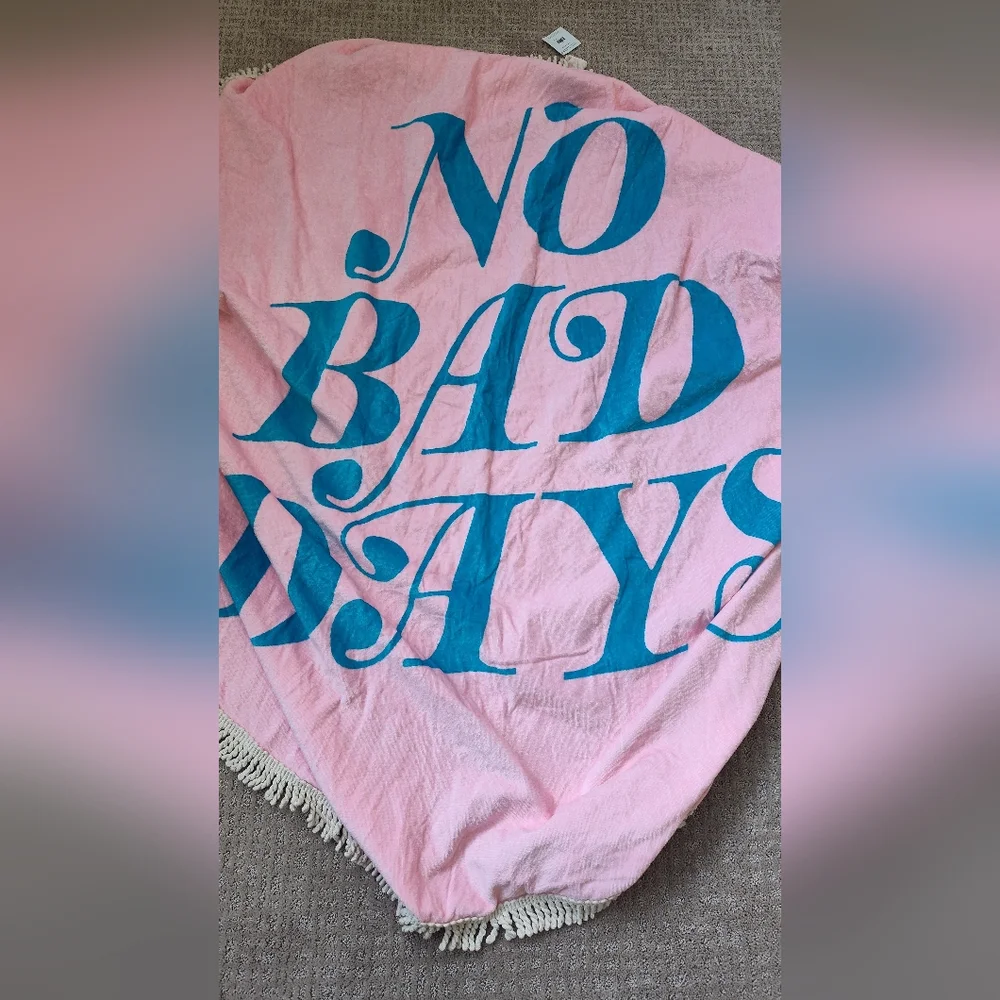 ban.do Pink and Blue Giant Circle Towel - No Bad Days